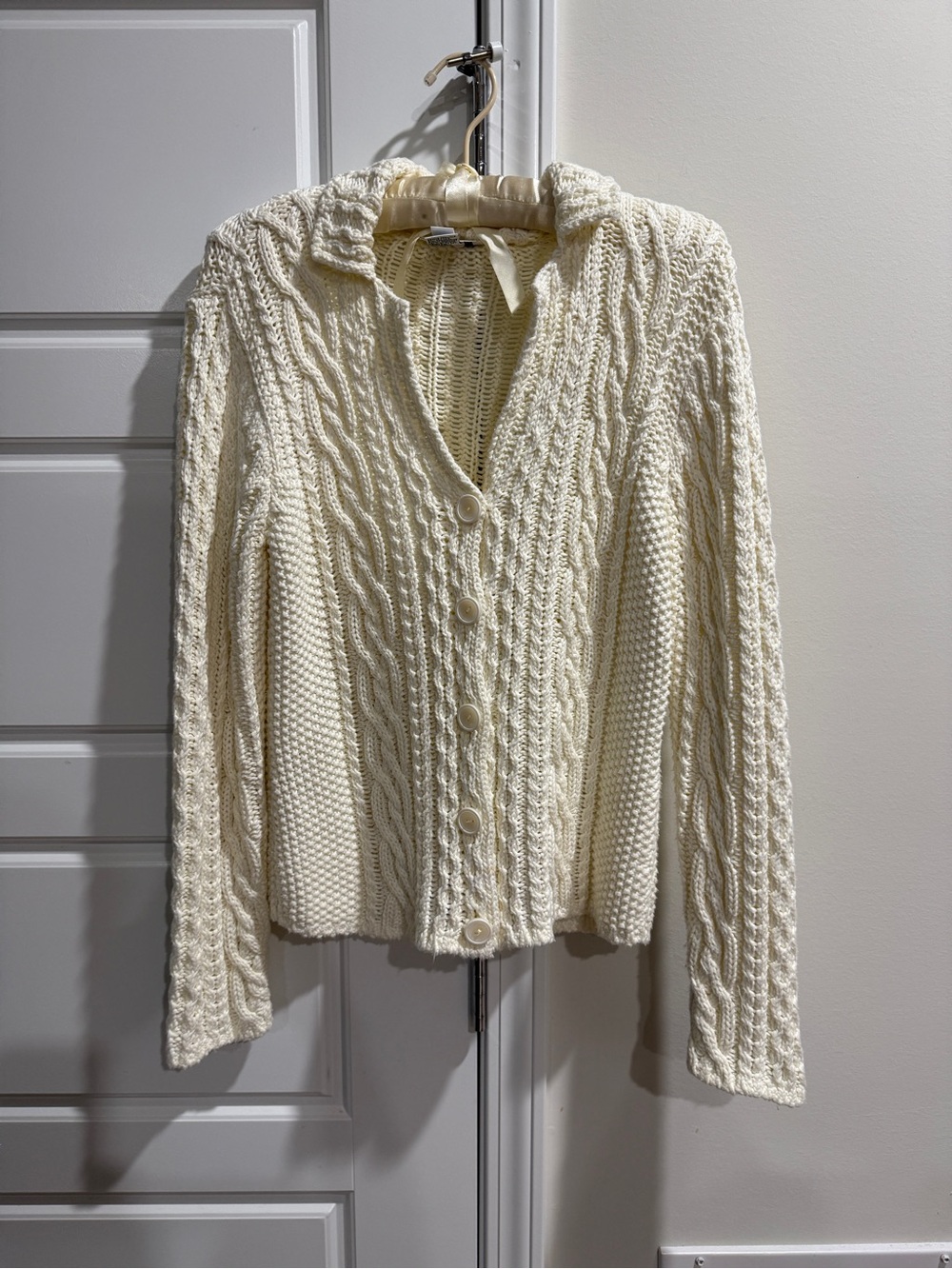 Talbots Cream Cable Knit 100% Cotton 
Cardigan